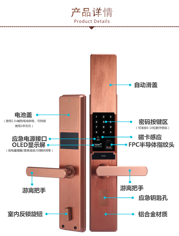 自動(dòng)滑蓋指紋密碼鎖